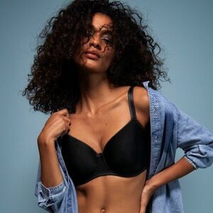 Freya Black Ribbed Underwire Bra